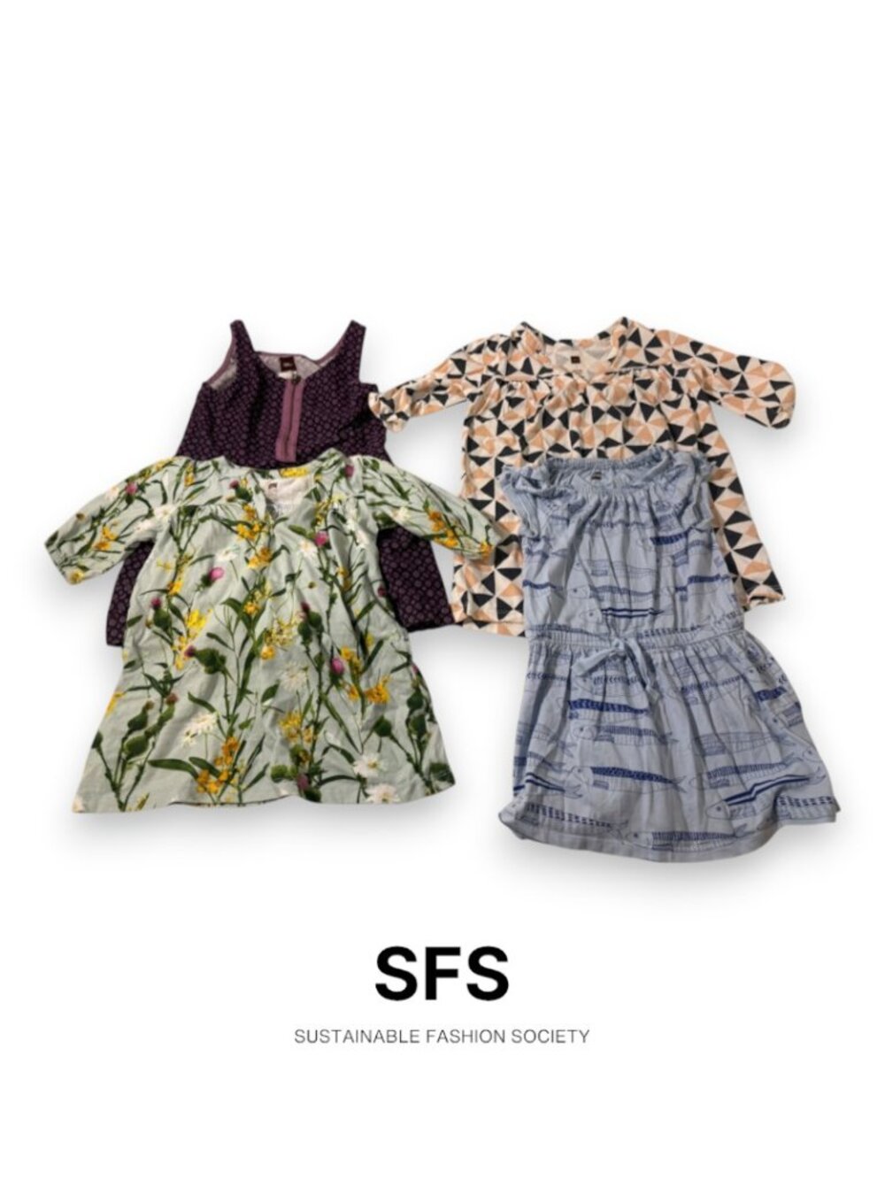 Tea Collection 3T Dress Bundle: Floral, Geometric, Fish Prints